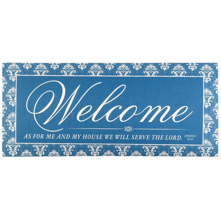 Doormat Insert-Welcome As For Me And My House-Blue