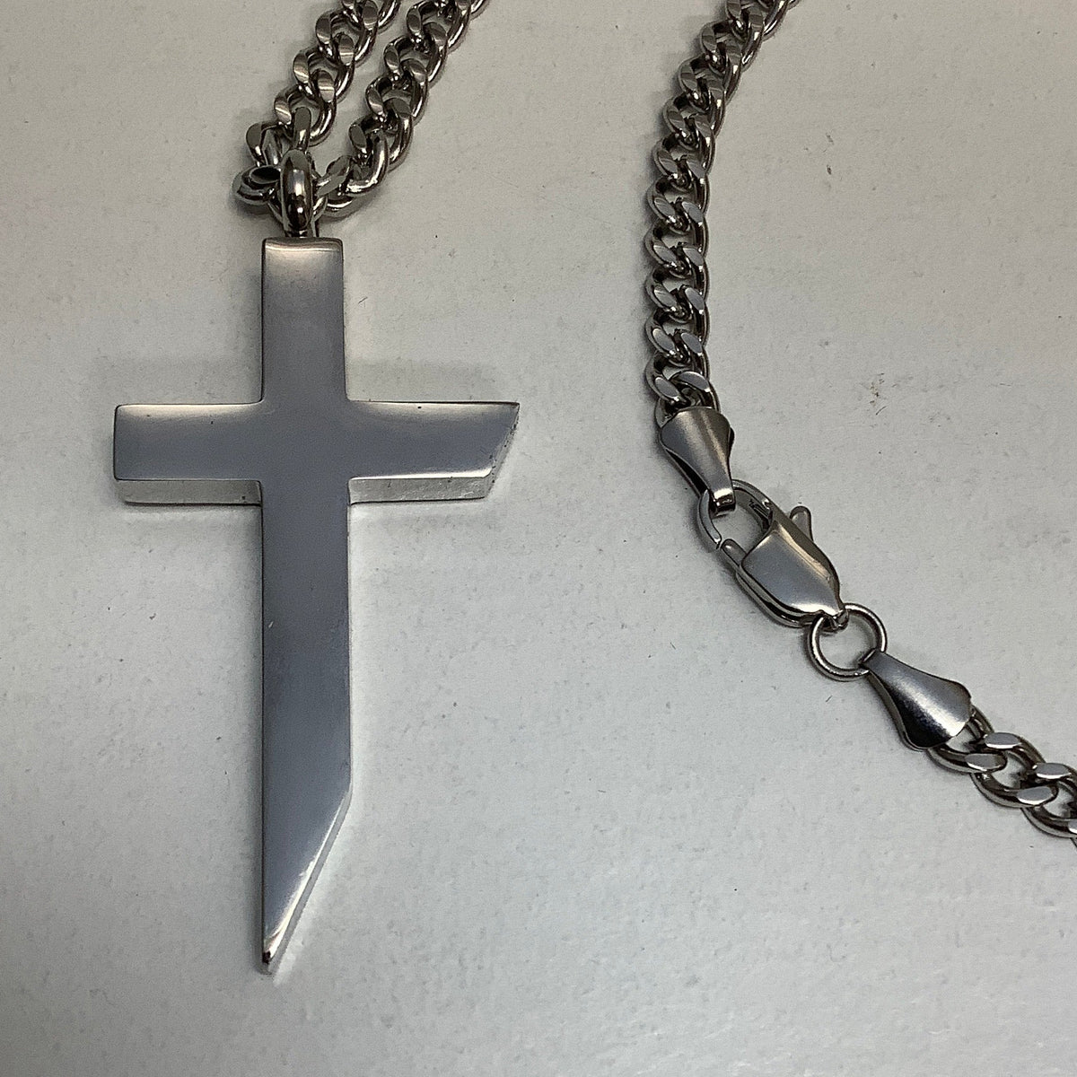 Necklace-Eph 2:8-9-Angle Cross-Saved By Grace-24"