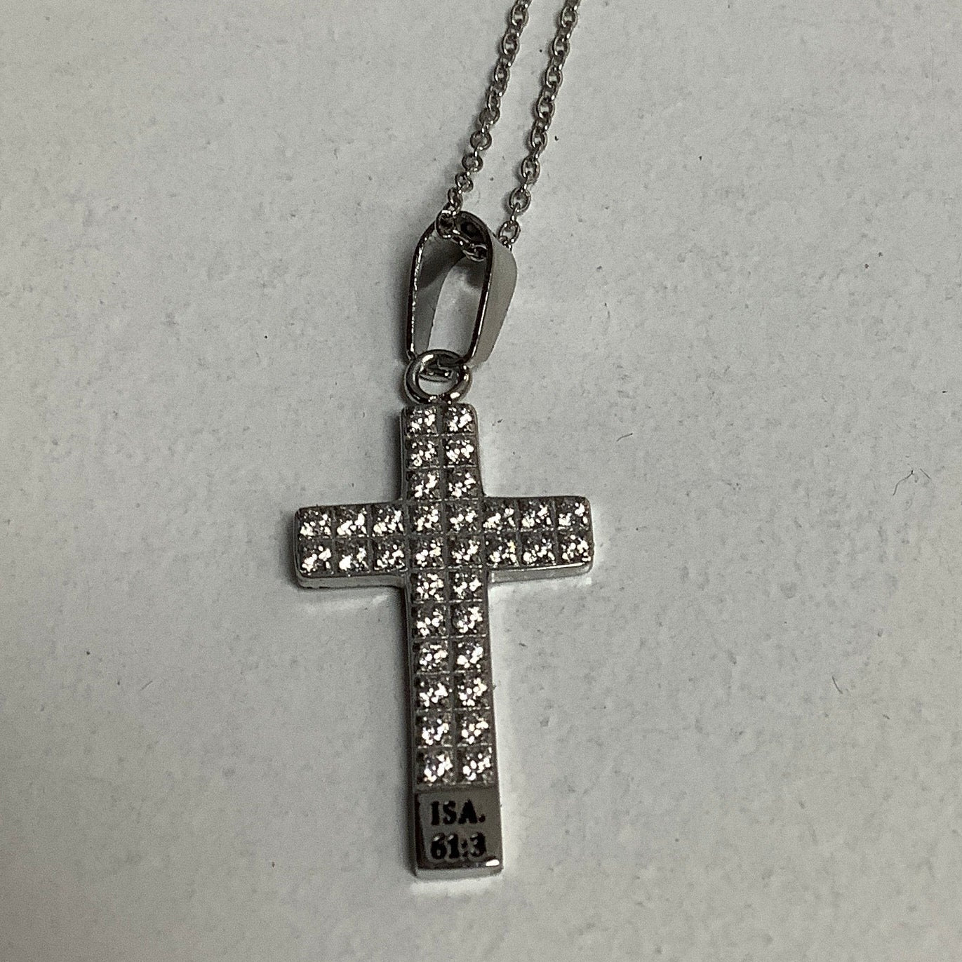 Necklace-Isa 61:3-CZ Diamondback Cross-Ashes