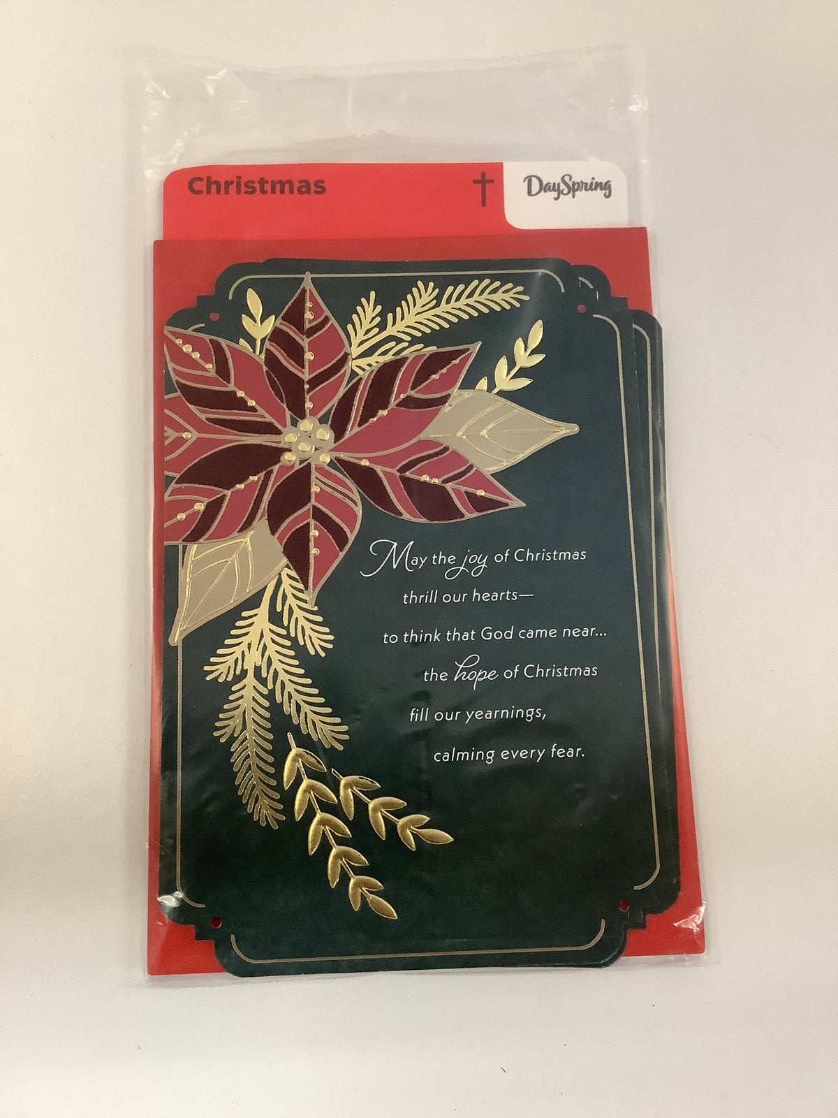 Card-Anyone-Christmas Burgundy-Gold Poinsettia-6240325