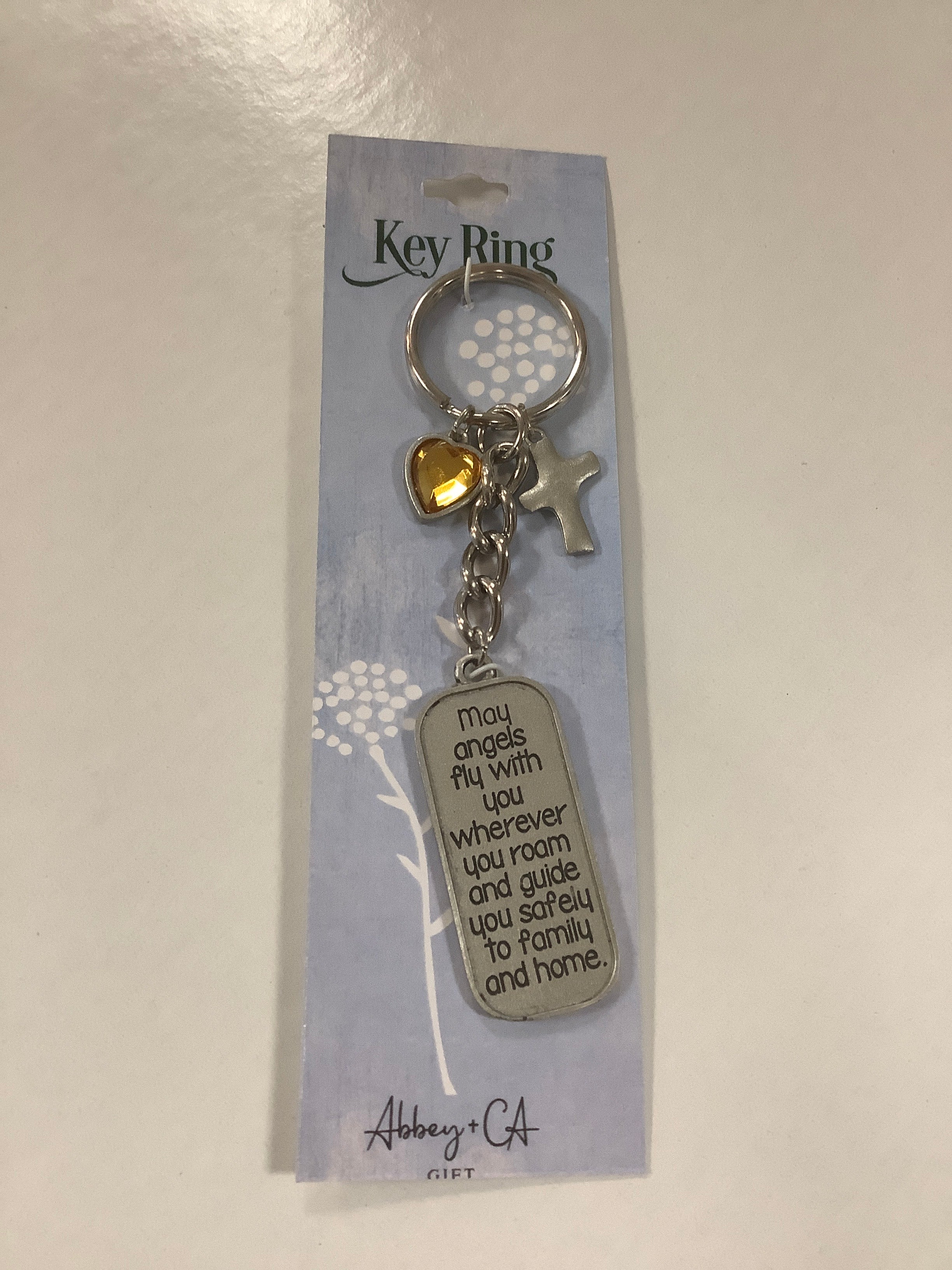 Key Chain-May Angels Fly-Topaz Heart