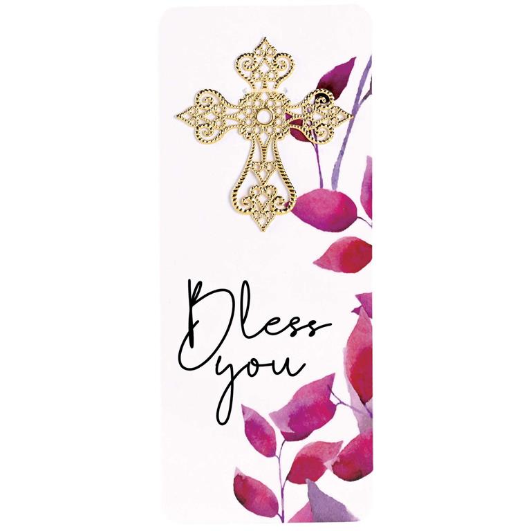 Bookcard-Bless You-W/Embellished Cross