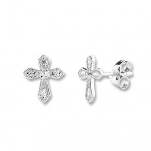 Earrings/SS/Cross/Cubic Zirconi