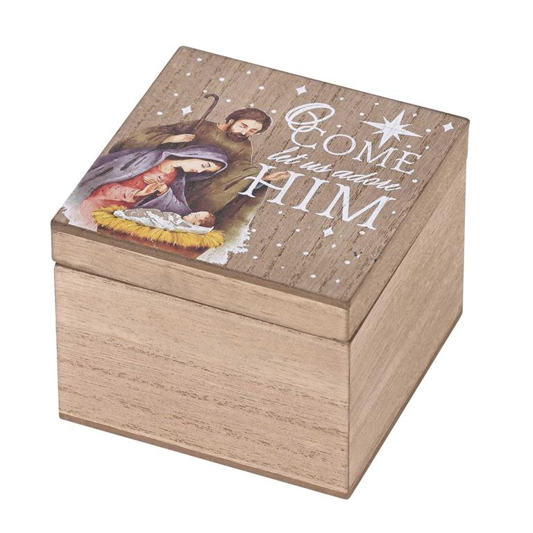 Keepsake Box-Christmas-O Come Let Us Adore Him-4x4