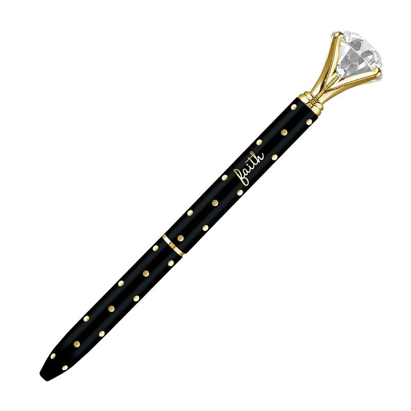 Pen-Gem-Black w/Gold Polka Dots-Faith