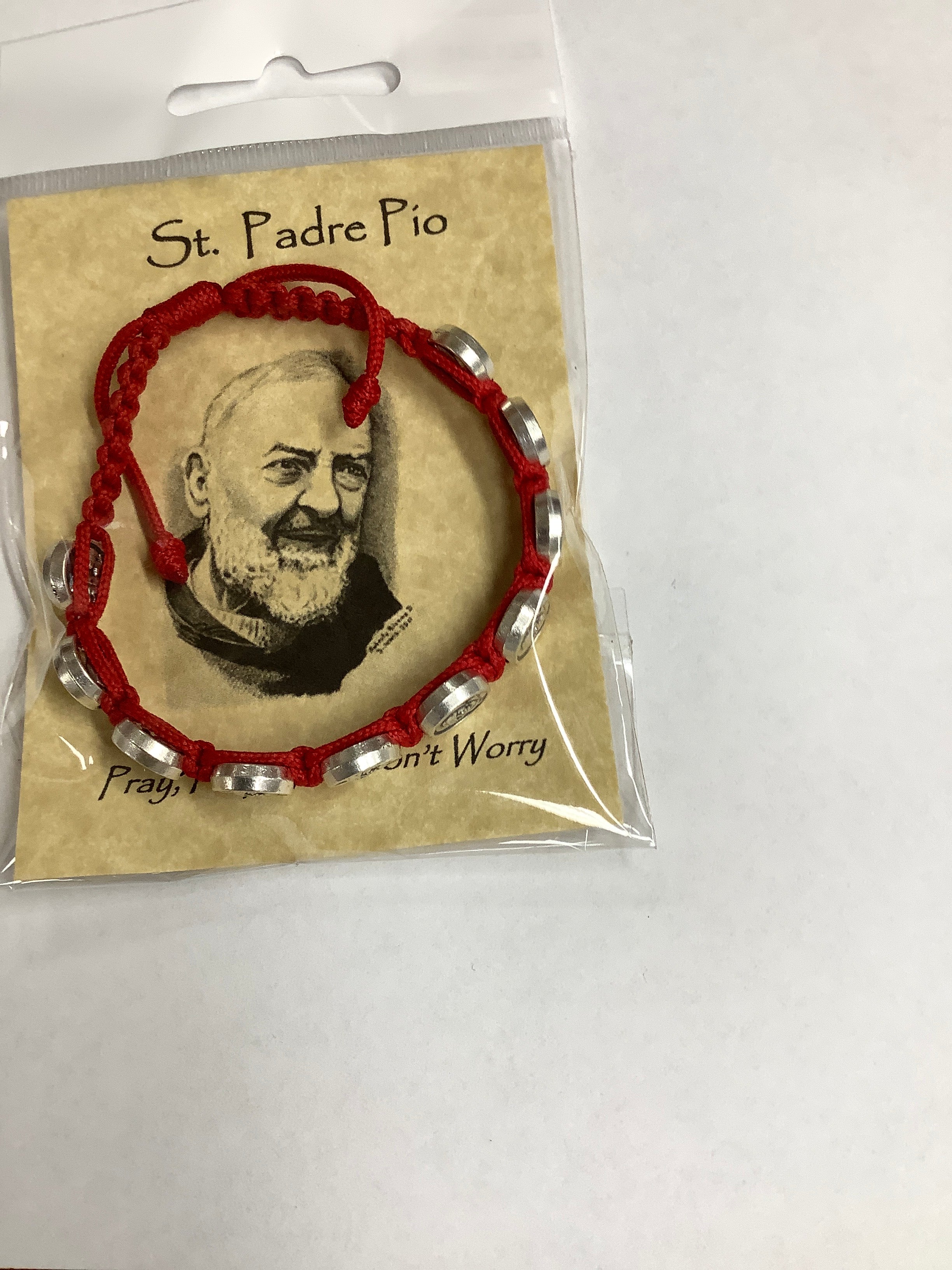 Bracelet/St Padre Pio/Cord/Red