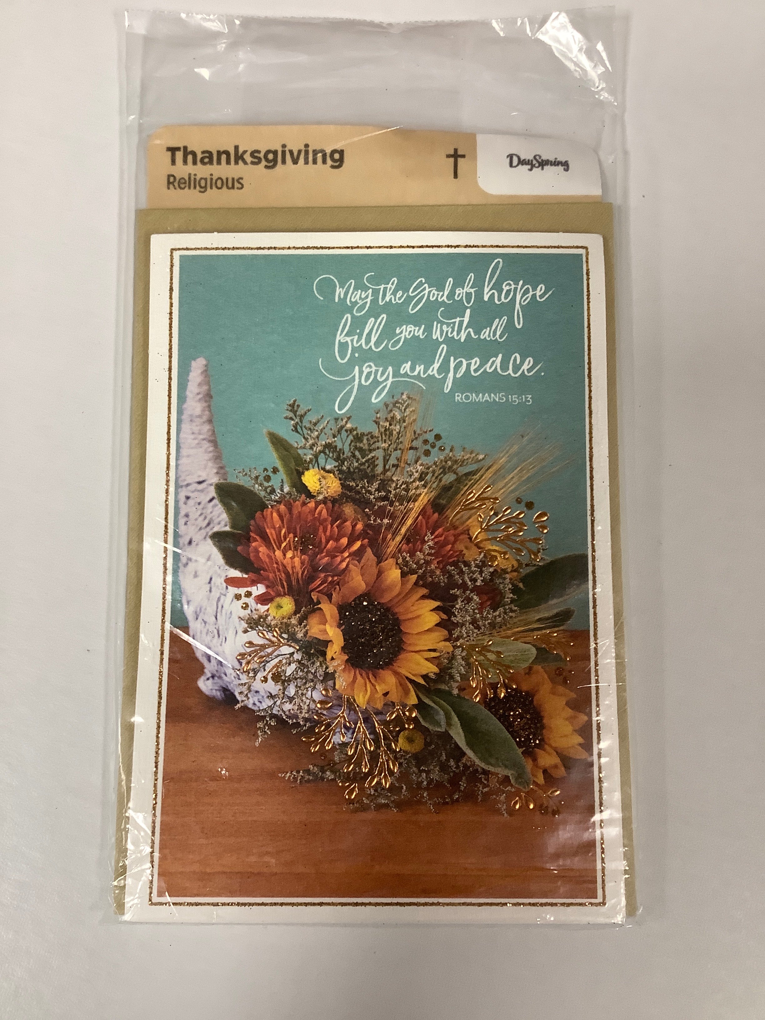 Card-Thanksgiving-Horn Of Plenty Sunflowers-U1305