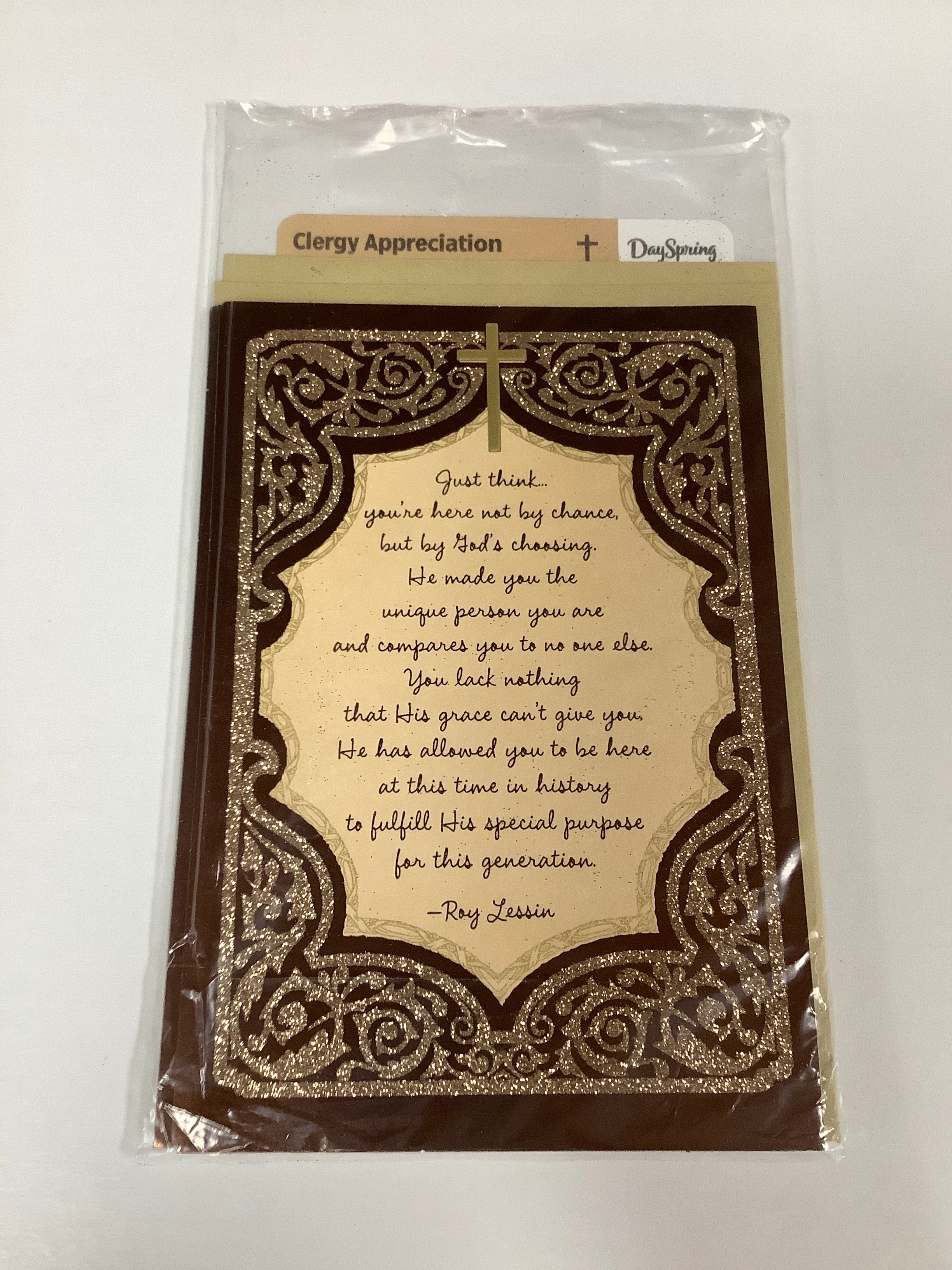 Card-Clergy Appreciation-Gold Border With Cross-88274