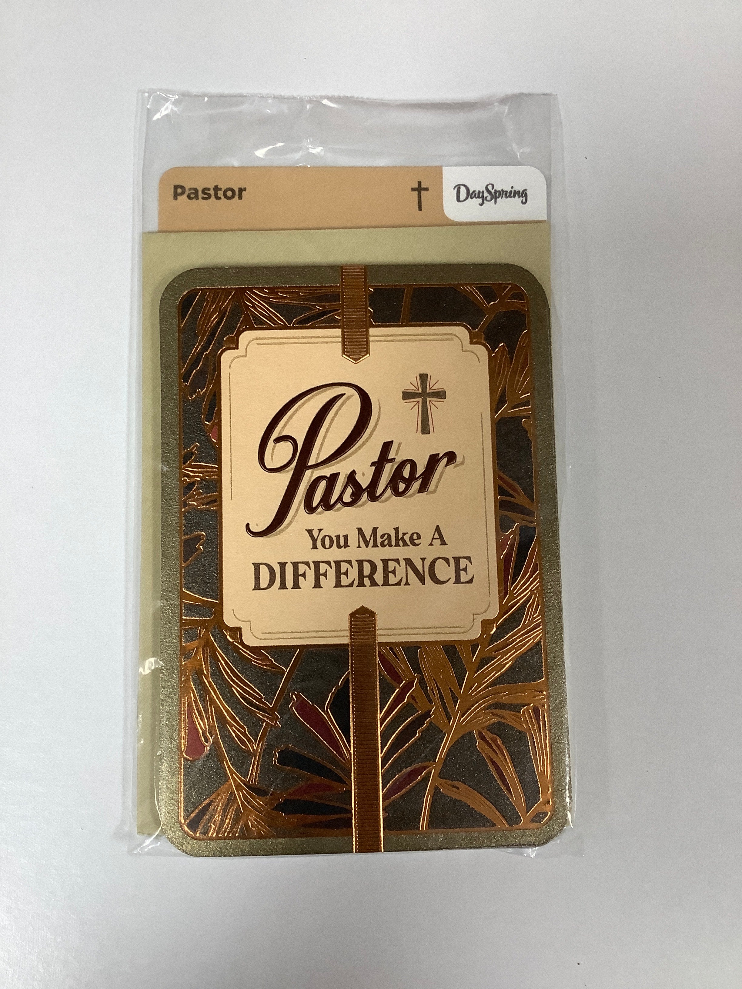 Card-Pastor-Neutral Leaf Small Cross-U2805