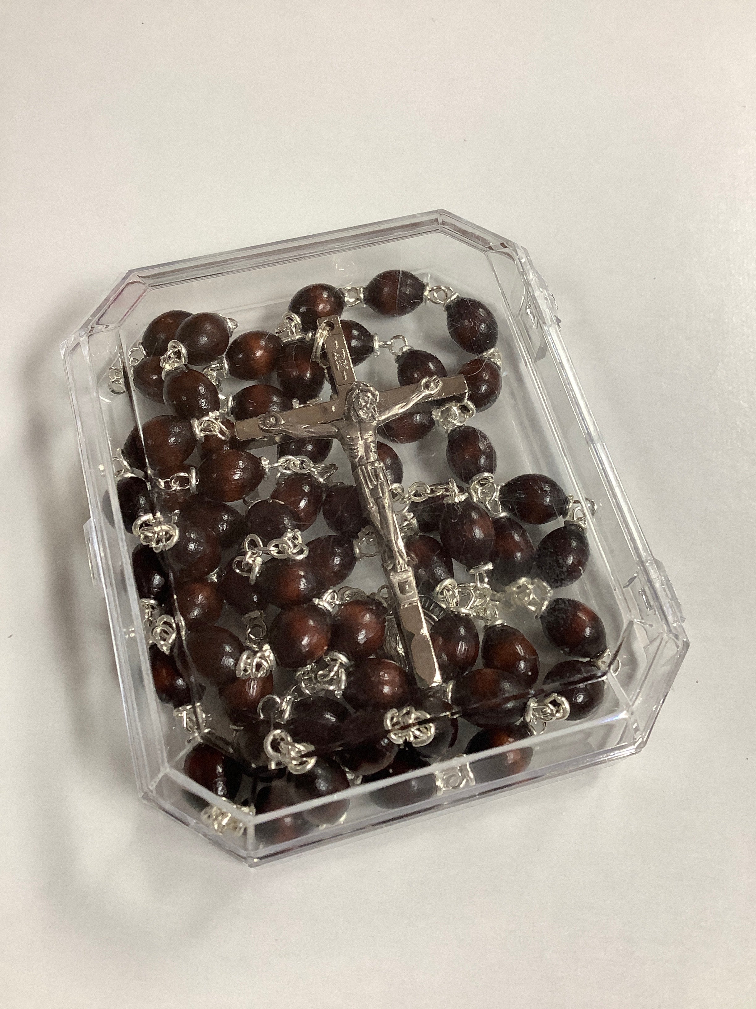 Rosary/7x9mm/Maroon Boxwood-Added Lg Box