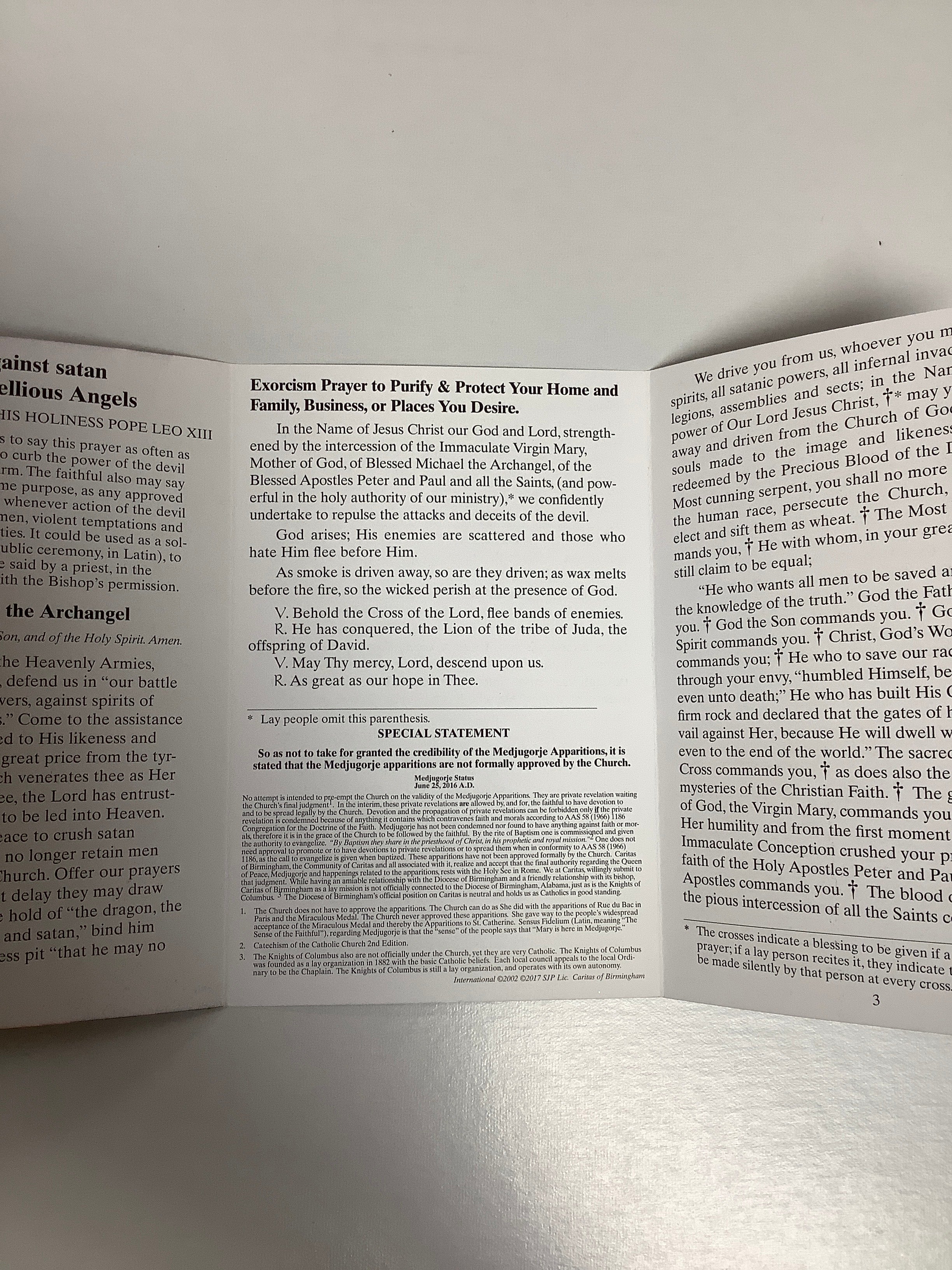 Pamphlet/Prayer To Purify And Protect Your Home