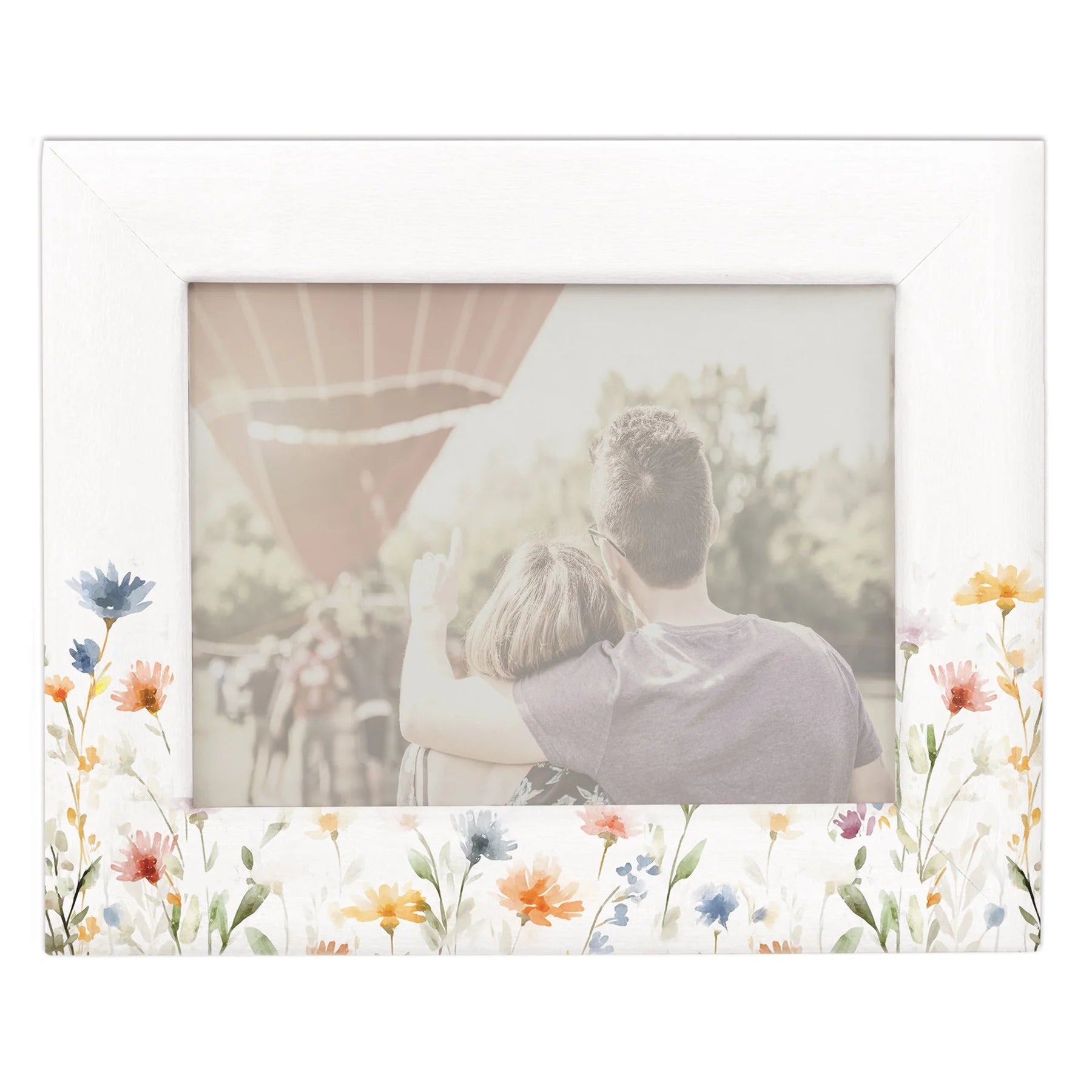 Frame-White Floral-Colorful Wildflowers
