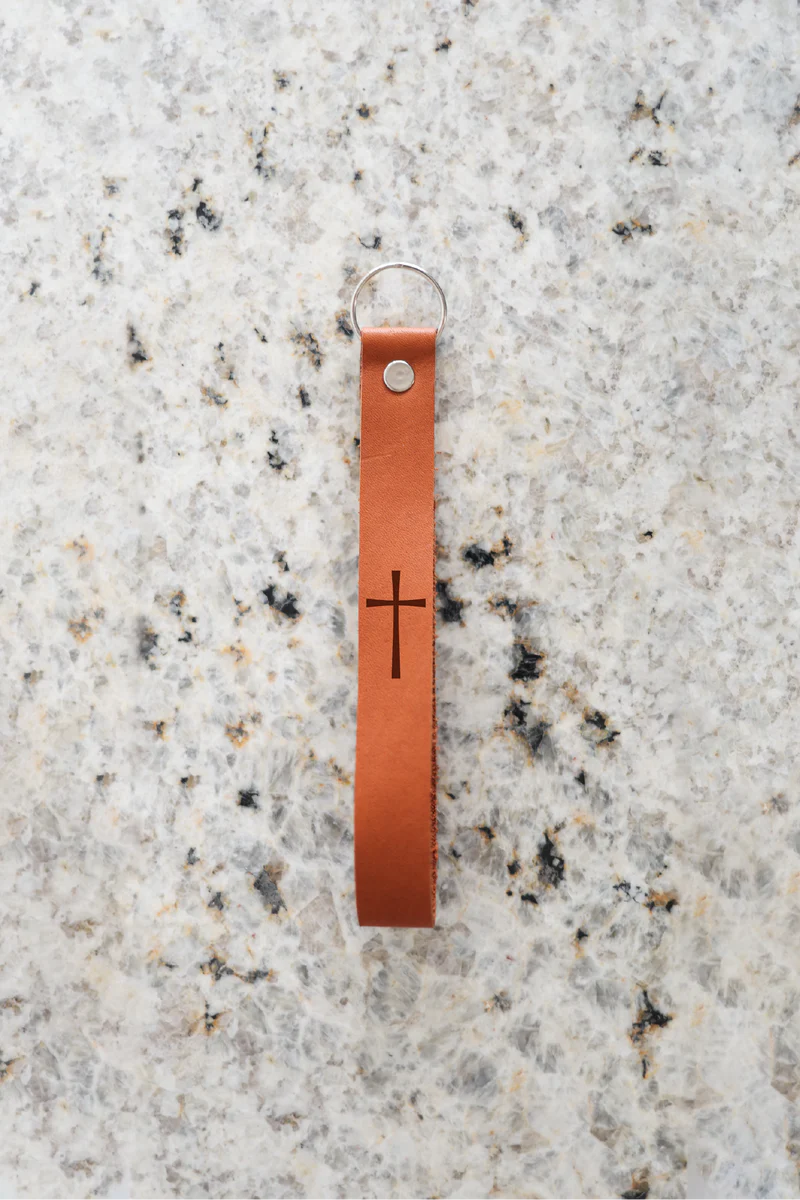 Keychain-Wristlet-Leather-Cross