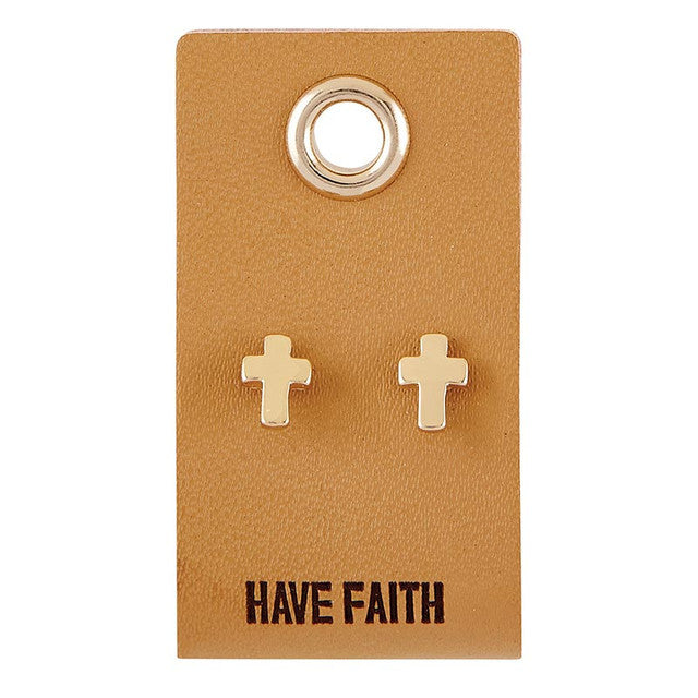 Earrings/Leather Tag/Have Faith