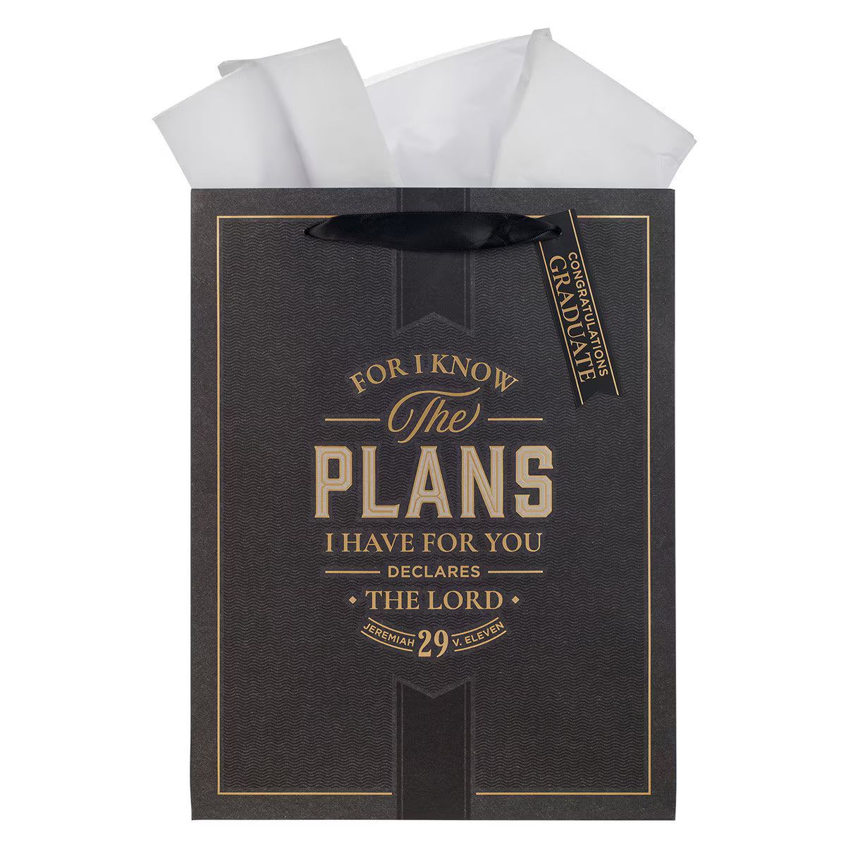 Gift Bag-Black-Jer 29:11-Congratulations Graduate-Large