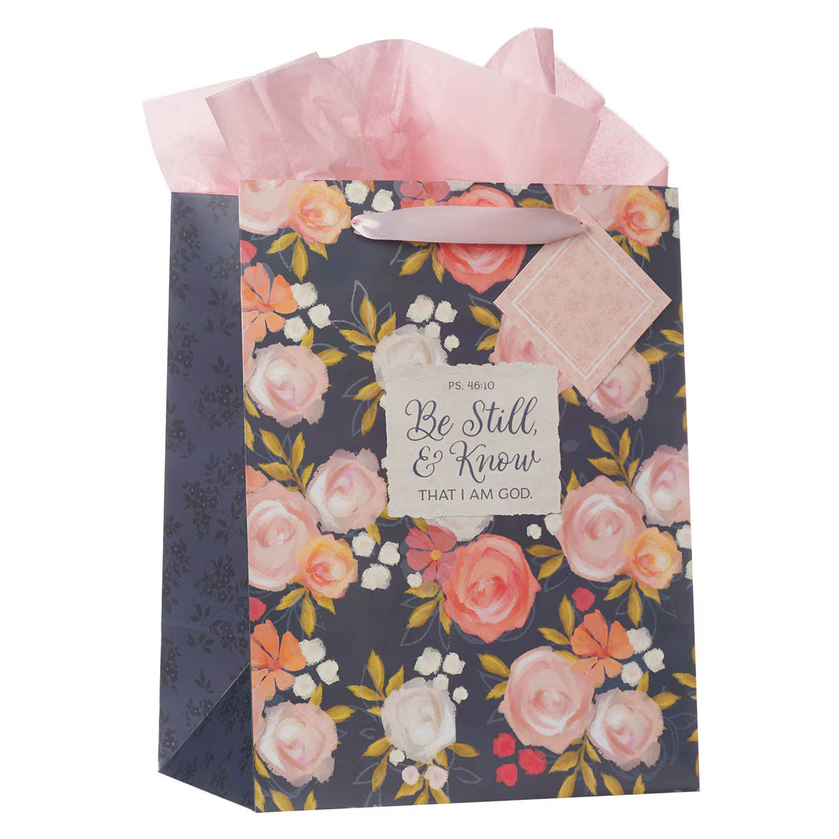Gift Bag-Coral Peonies-Psa 46:10-Large