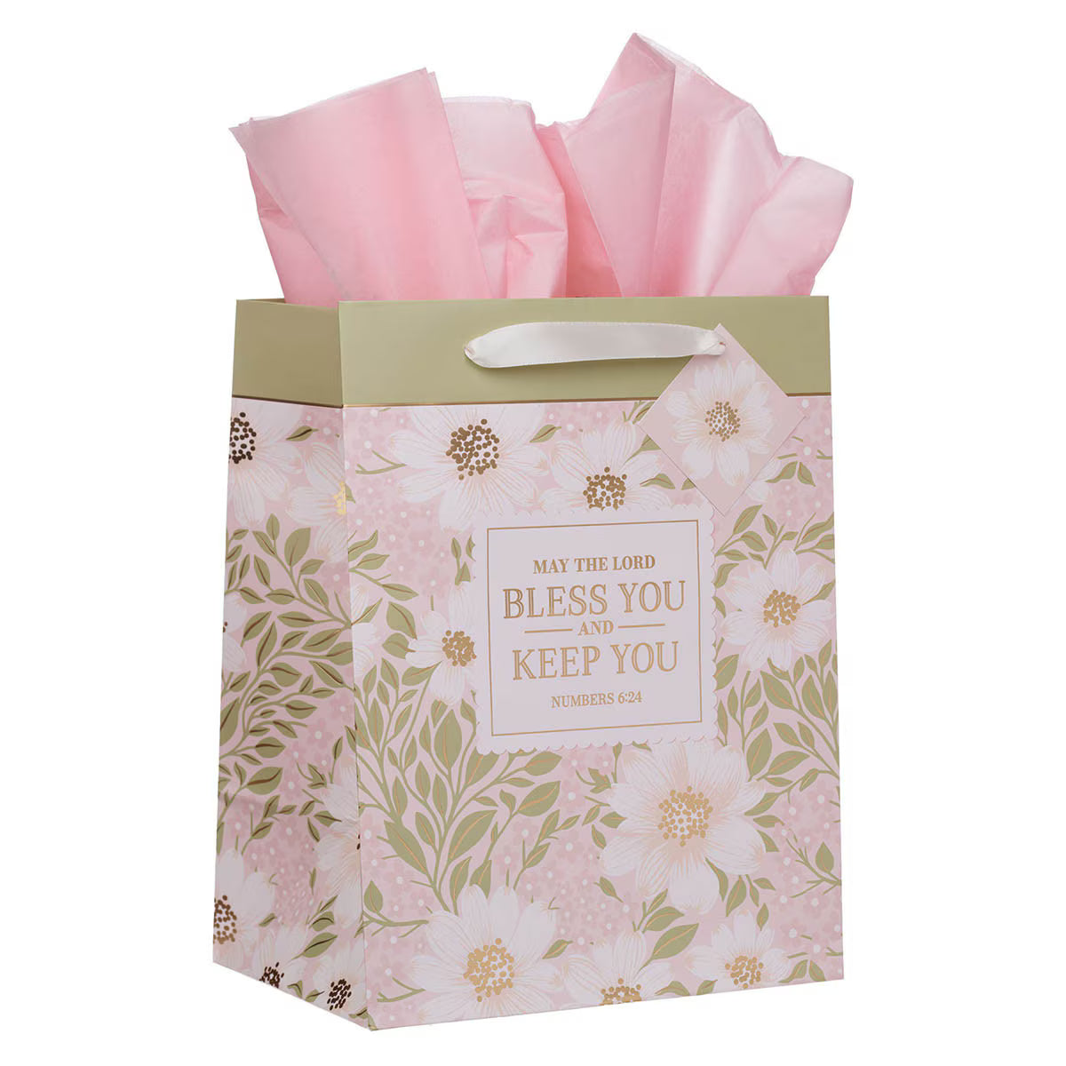 Gift Bag-Pink Floral-Num 6:24-Large