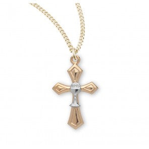 Necklace-Cross w/Chalice-18"-16kt Gold over SS-GS3765TT18