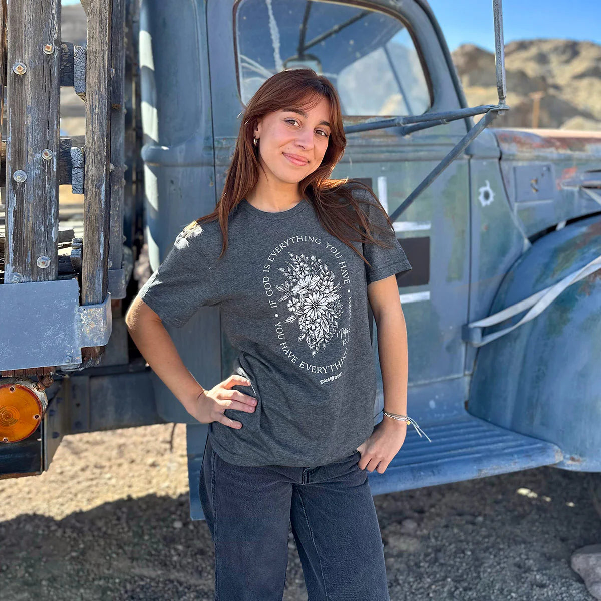TShirt-2Pe 1:3-Dark Heather-God Is Everything You Need