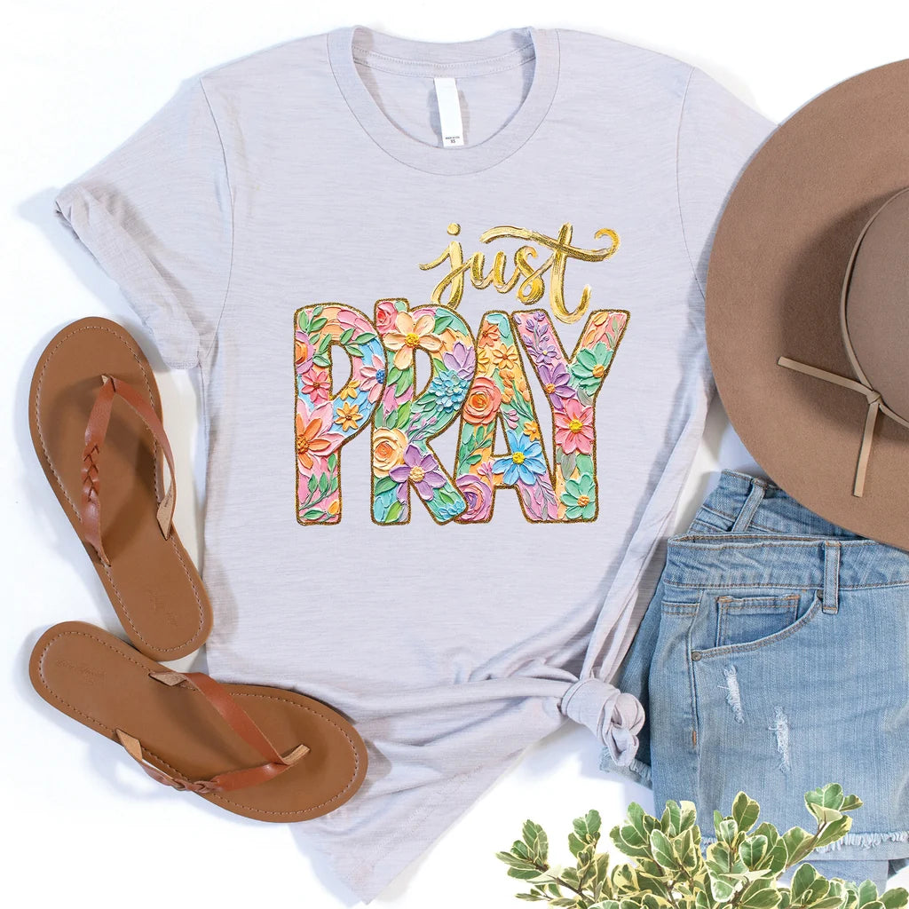 T-Shirt-Just Pray-Heather Dusty Lavender