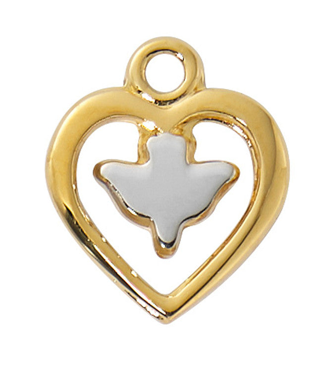 Necklace-Gold SS-16" 18"-Dove Heart-Two Tone
