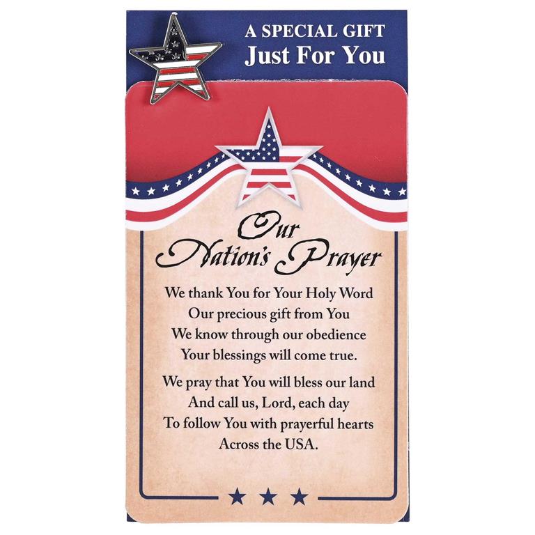 Pin-Amerian Flag-Star-Prayer Card-JA-3705