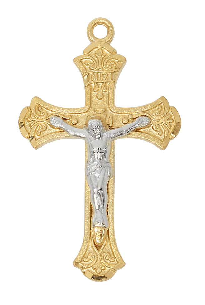 Necklace-Crucifix-Two Toned-Gold/SS-18"