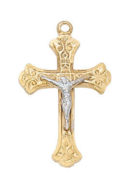 Necklace-GP-Two Tone-18"-Crucifix