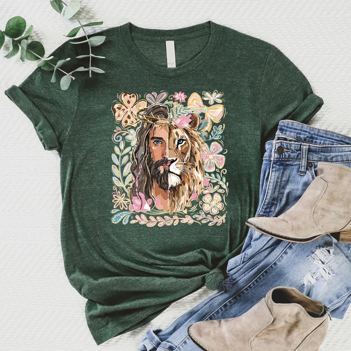 T-Shirt-Jesus & Lion-Green