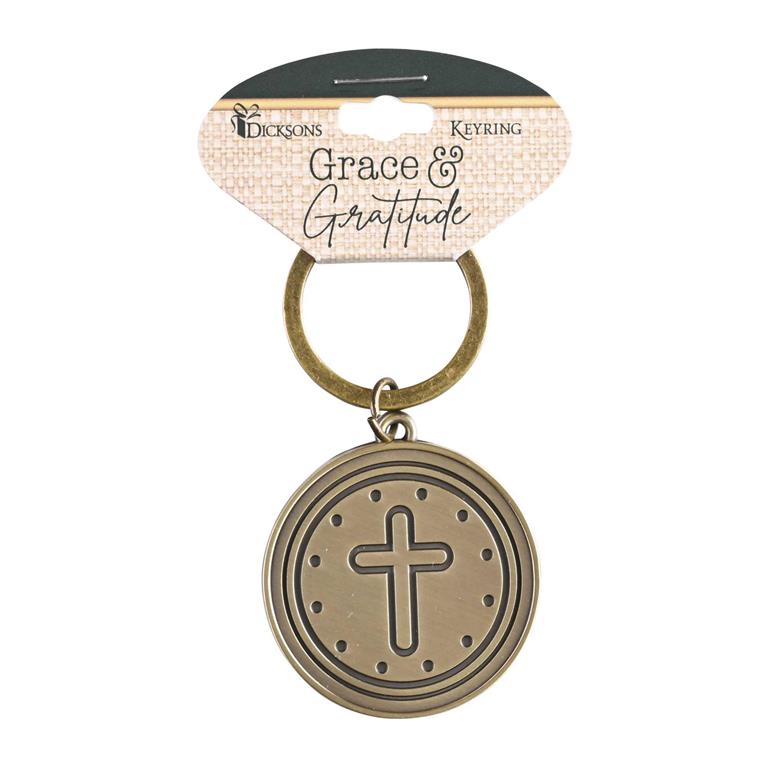 Keyring-Grace And Gratitude-Cross-Gold