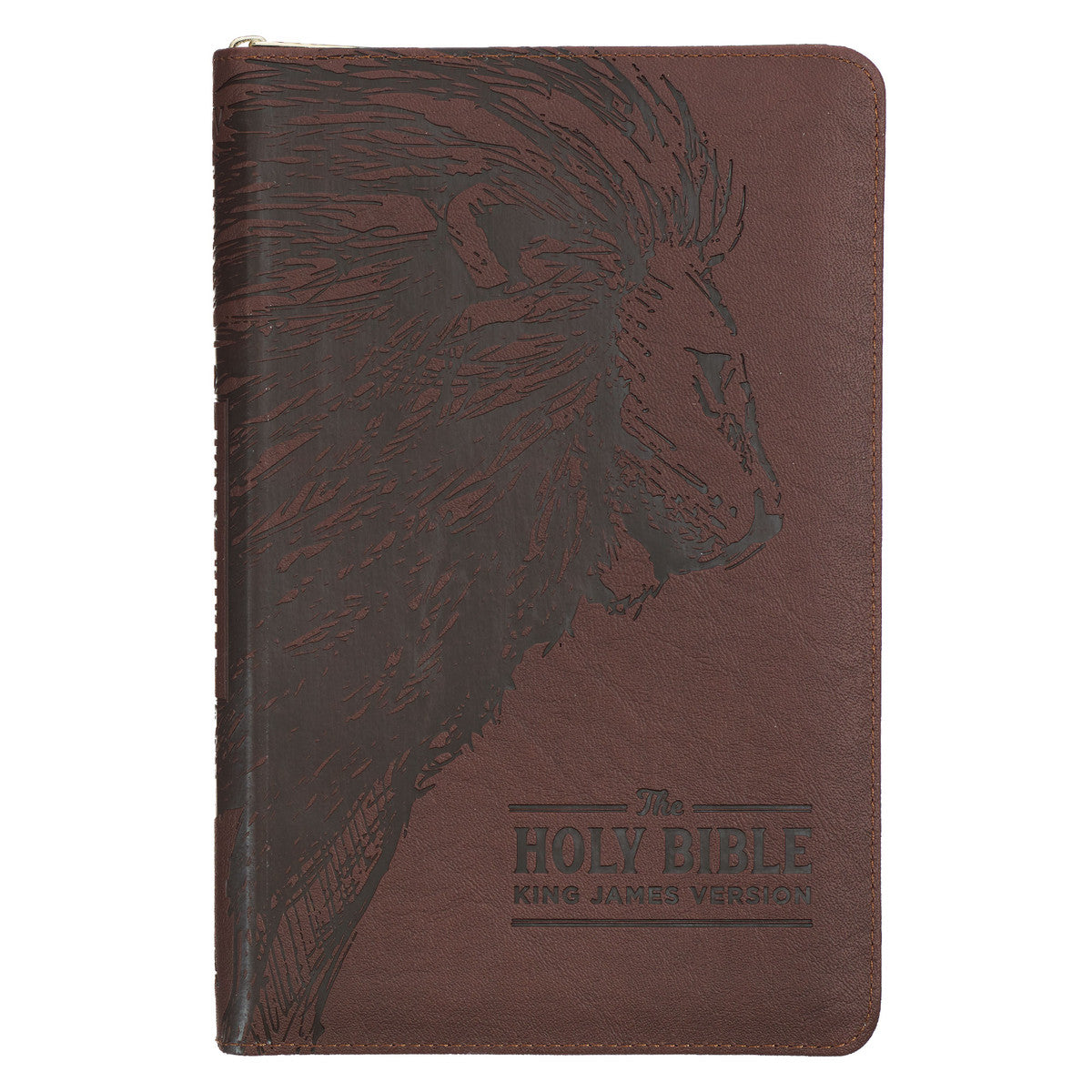 Bible-KJV-Brown Faux Leather-Lion