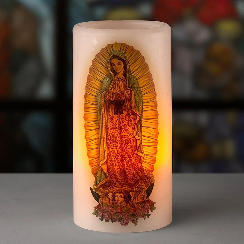 Candle-LED-Our Lady Of Guadalupe-6"