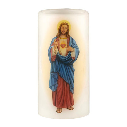 Candle-LED-Sacred Heart-6"