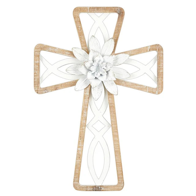 Cross-Wall-Framed Icthus-White