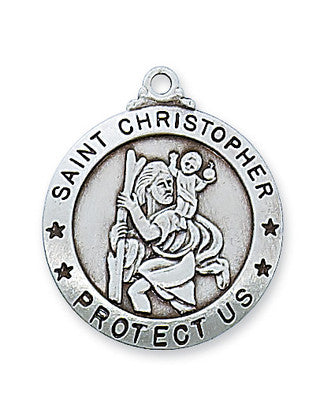 Necklace-SS-St Christopher-24" STS