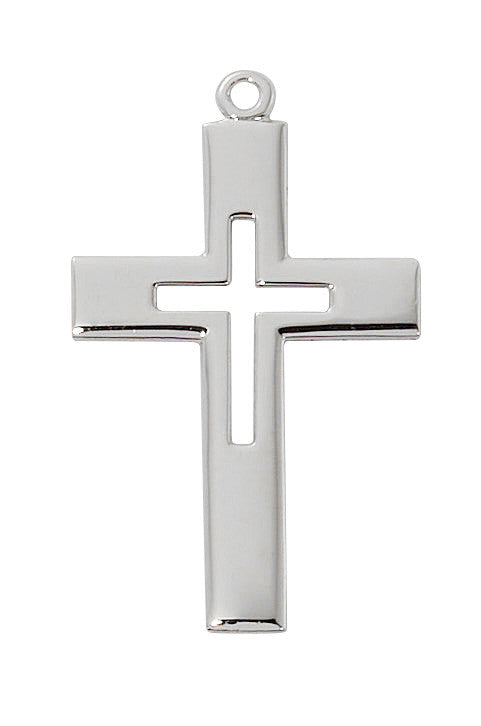 Necklace-Cut Out Cross-SS-24"