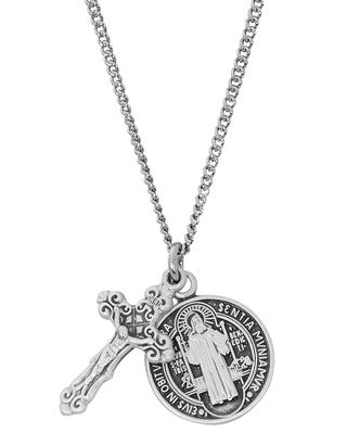 Necklace-St. Benedict-Crucifix-SS-16-18IN Chain