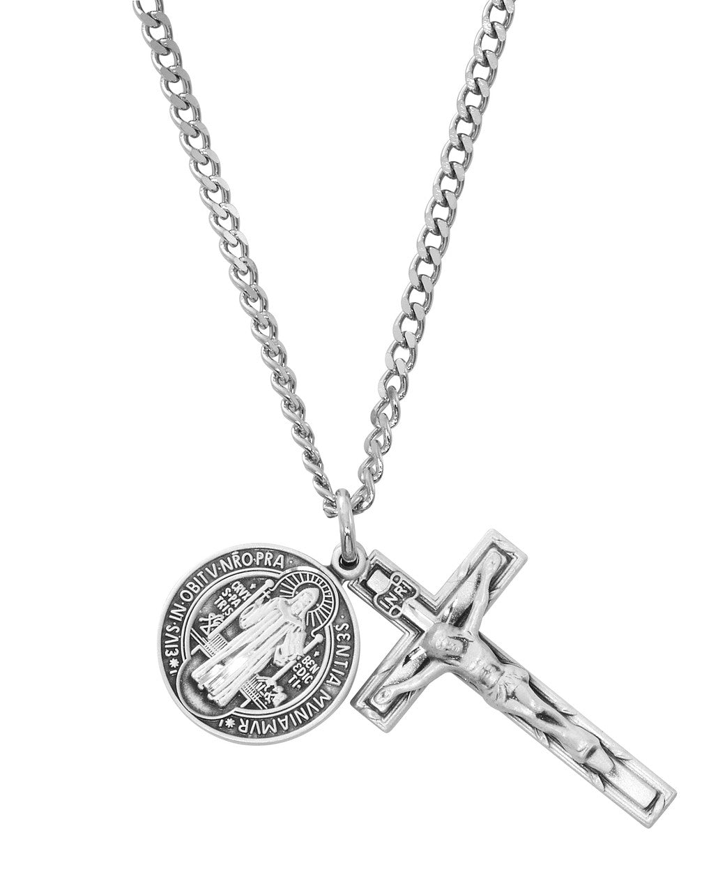Necklace-SS-24"-St Benedict-Crucifix