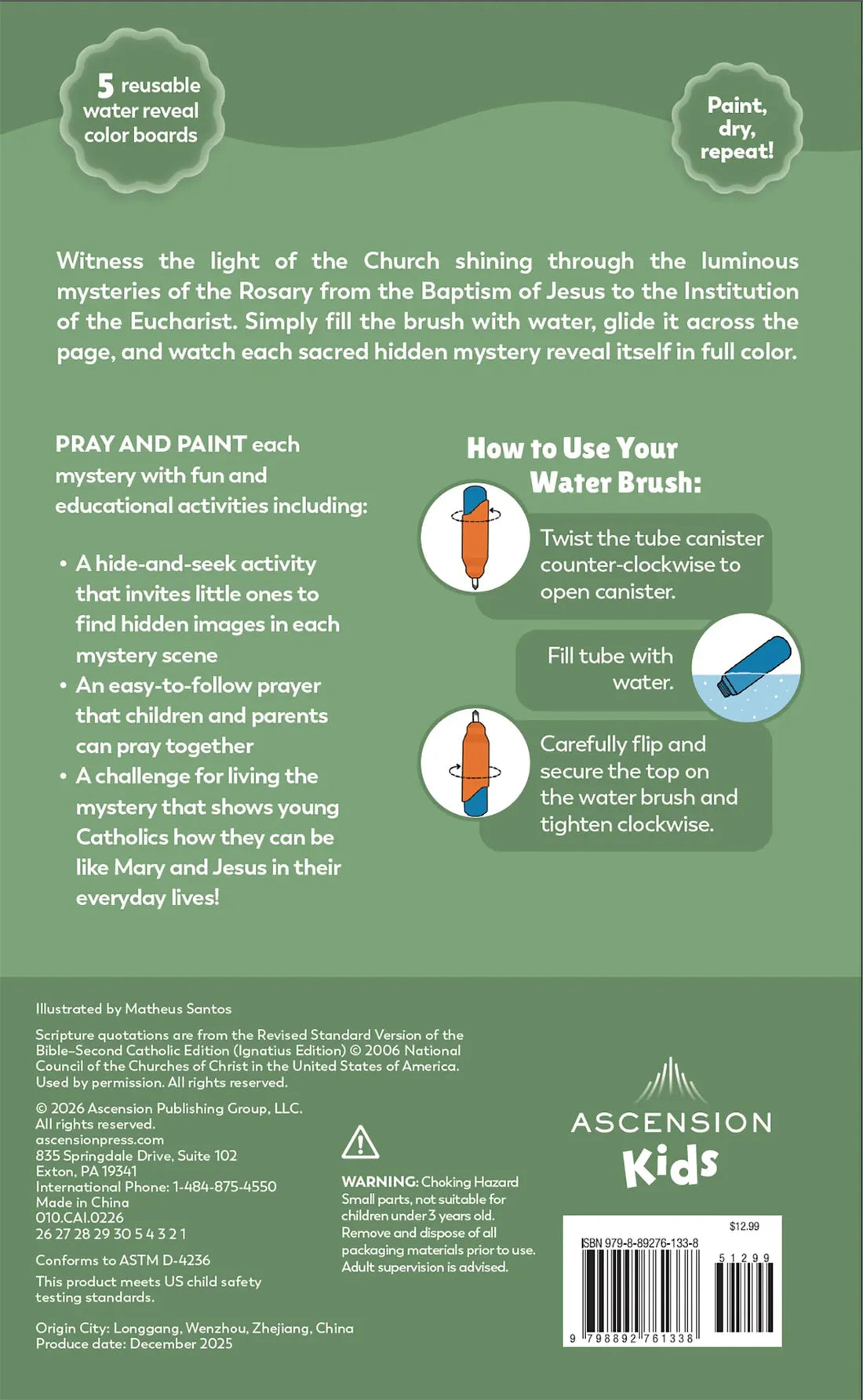 Book-Pray and Paint-Mystery Rosary Water-Luminous