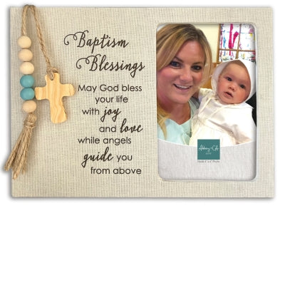 Plaque-Baptism Blessing-Blue Beads-MF337B