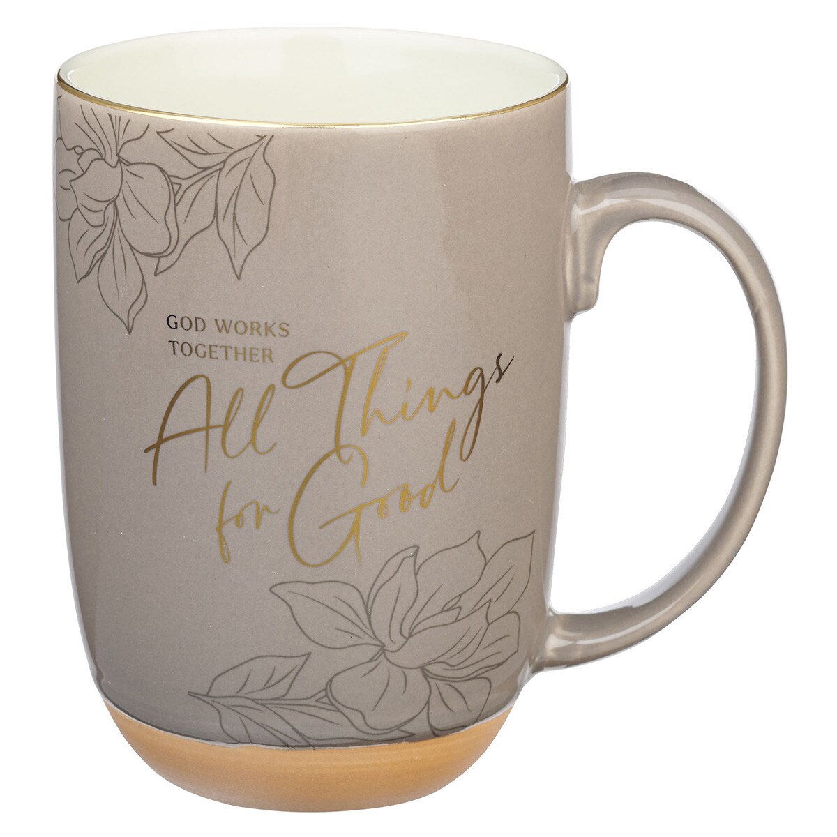 Mug-All Things For Good-Taupe-Gold Rimmed