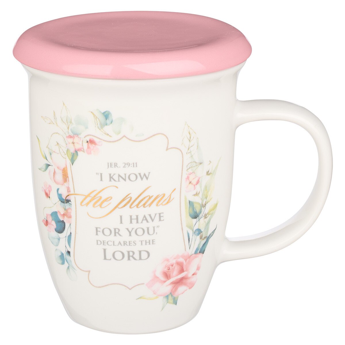 Mug-I Know The Plans-Floral-Pink Lid
