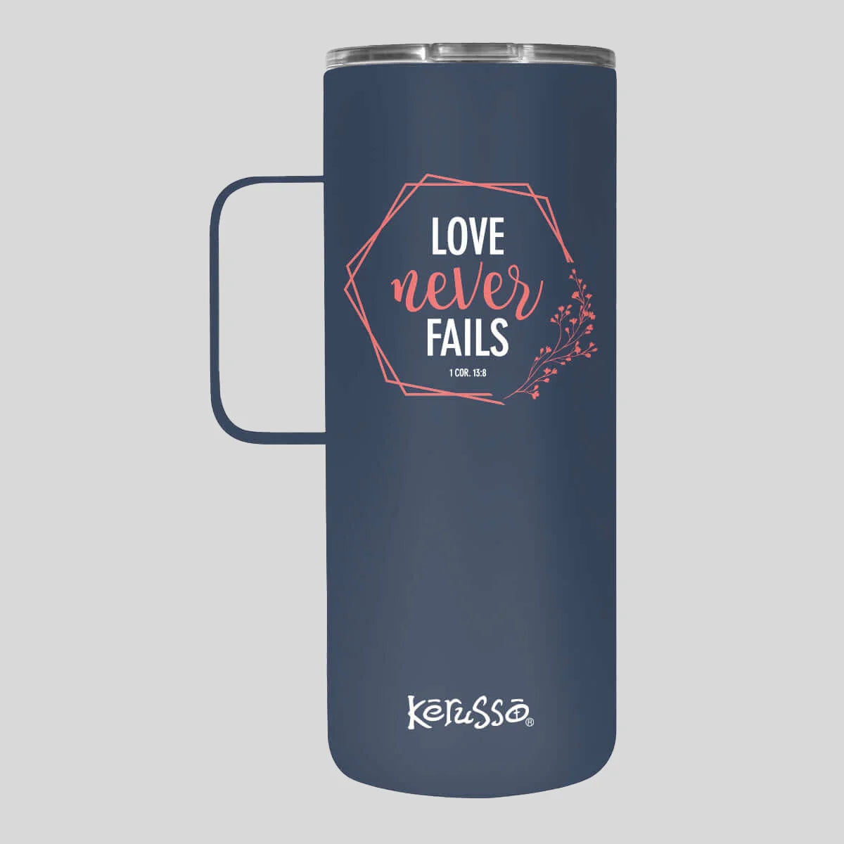 Tumbler-22oz-Navy-1Co 13:8-Love Never Fails