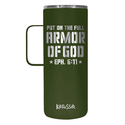 Travel Mug-22oz-Army Green-Eph 6:11-Armor Of God