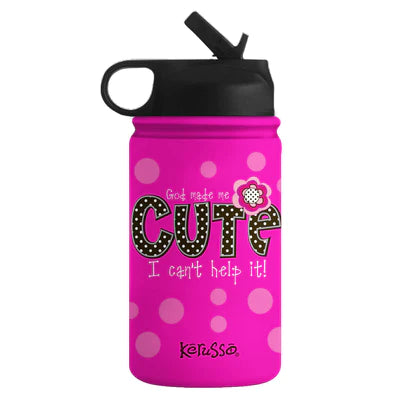 Sport Bottle-12oz-Pink-God Made Me Cute