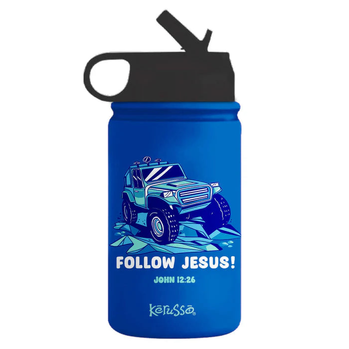 Sport Bottle-12oz-Blue-Jhn 12:26-Follow Jesus