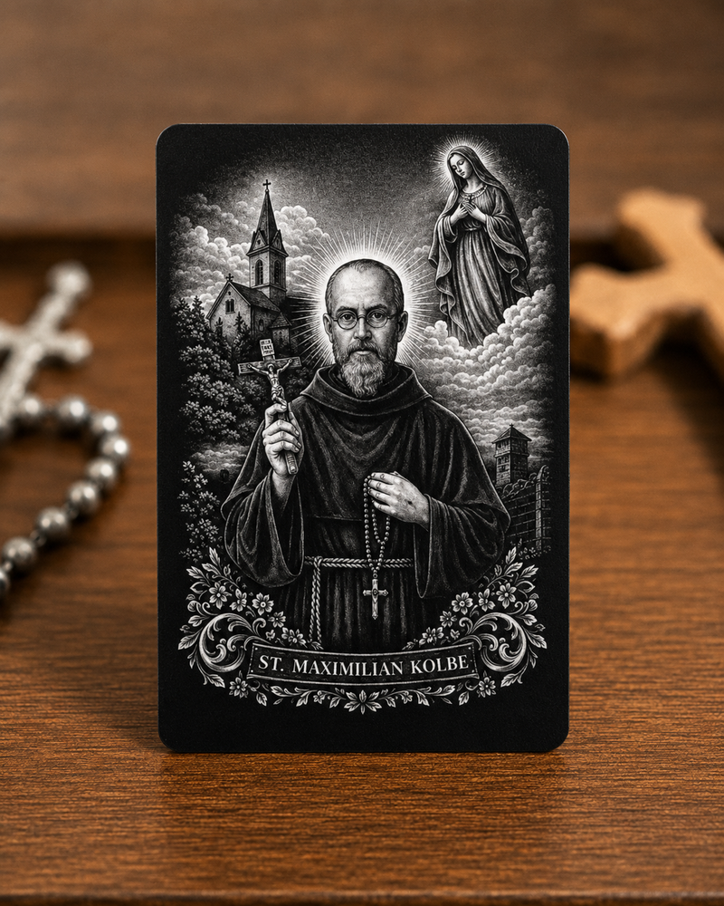 Prayer Card-Metal-St. Maximilian Kolbe