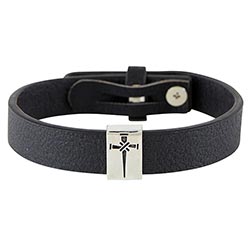 Bracelet/BlkLeather/CrossNails