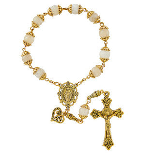 Rosary-Mantle Of Mary-One Decade-Ivory/Gold