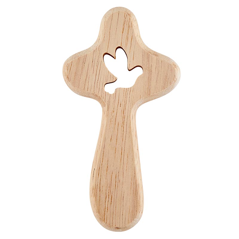 Cross-Handheld-Dove Cutout-Wood